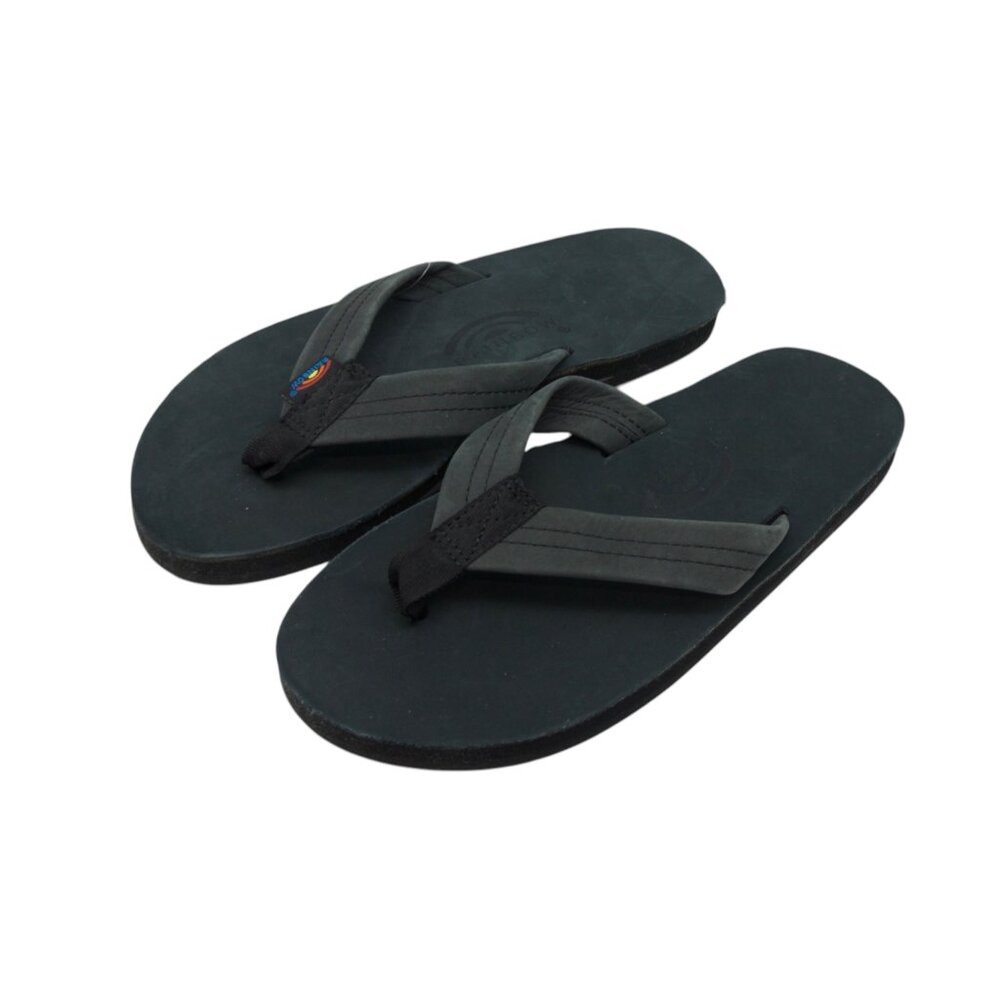 Rainbow Mens Single Layer Premier Leather with Arch Support 1" Strap - Black